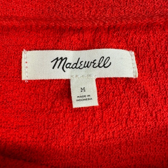 Madewell Short Sleeve Side Tie Bottom Womens Size Medium Red Guaze TexturedMadew - Picture 3 of 8